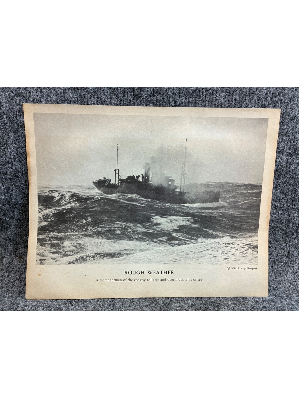 Vintage U.S. Navy Official Photograph 'Rough Weather' Black and White Print